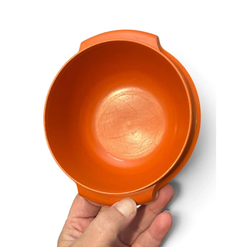 Vintage Tupperware Harvest Orange & Yellow Nesting Bowl Lot with Sunburst Lid